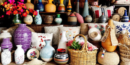 Handcrafted home decor items in a cozy setting.