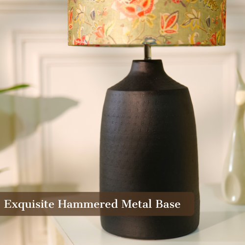 Exquisite Hammered Metal Base.