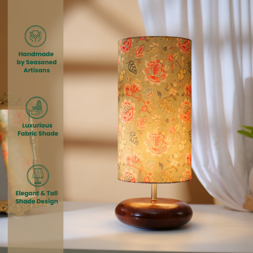 Mango Wood Table Lamp, Persian Flowers Shade - RIO Collection