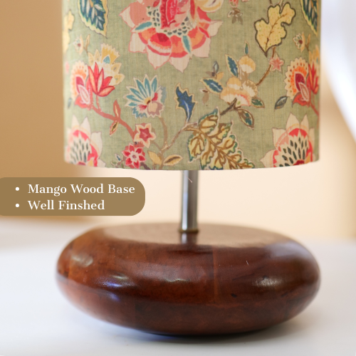 Mango Wood Table Lamp, Persian Flowers Shade - RIO Collection