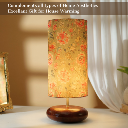 Mango Wood Table Lamp, Persian Flowers Shade - RIO Collection