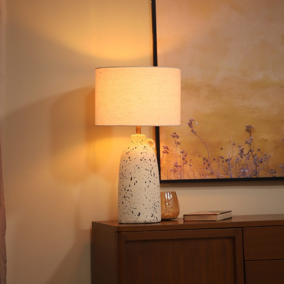 Terracotta White Handle Lamp