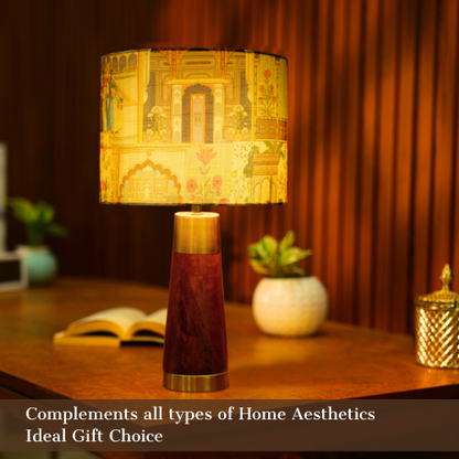 Mango Wood Table Lamp, Maharani Mango Silk Shade - RIO Collection