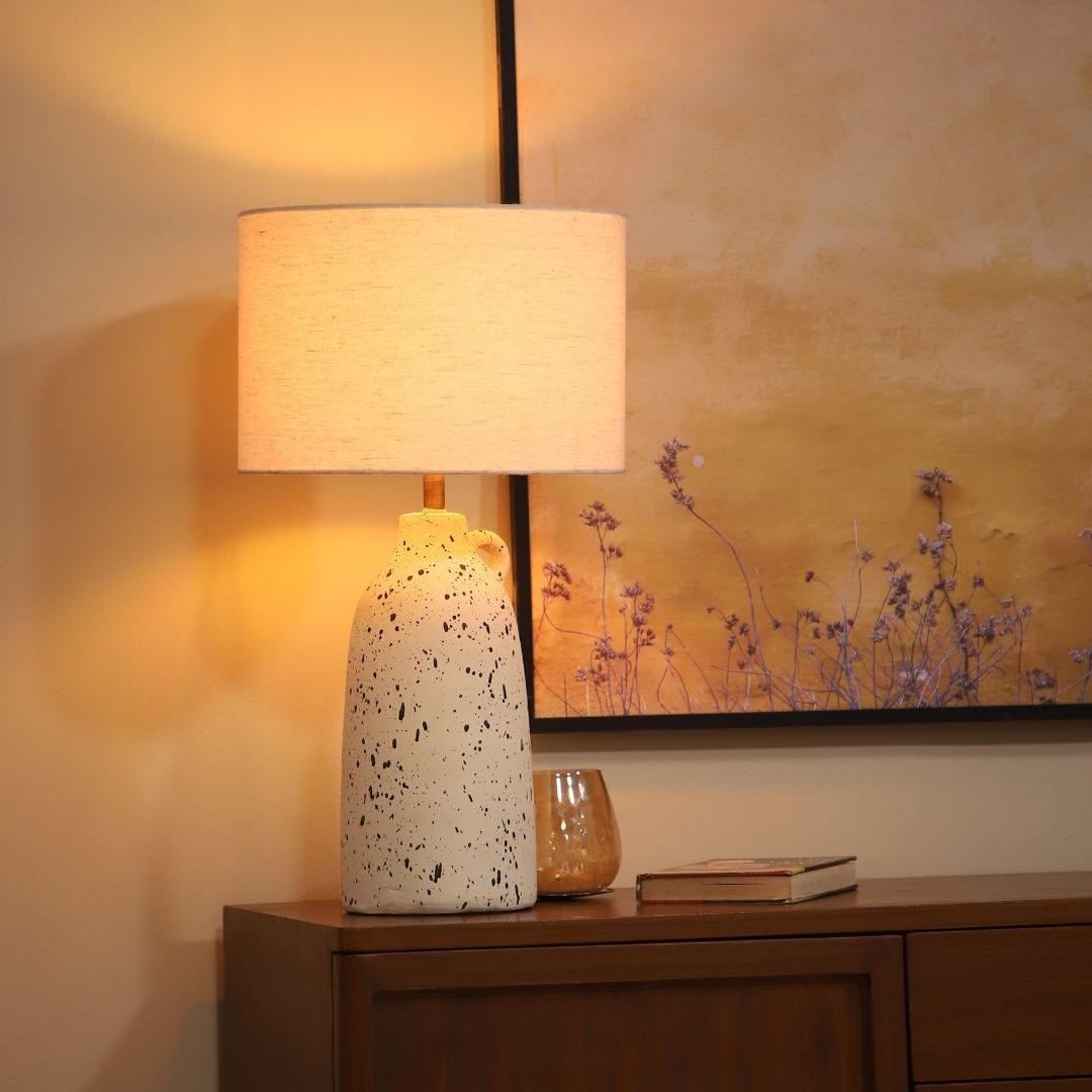 Terracotta White Handle Lamp