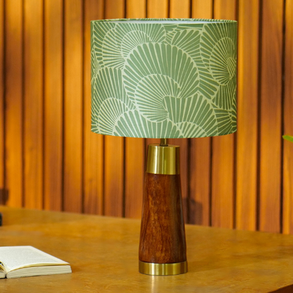 Mango Wood Table Lamp, Lily Leaves Mango Silk Shade - RIO Collection