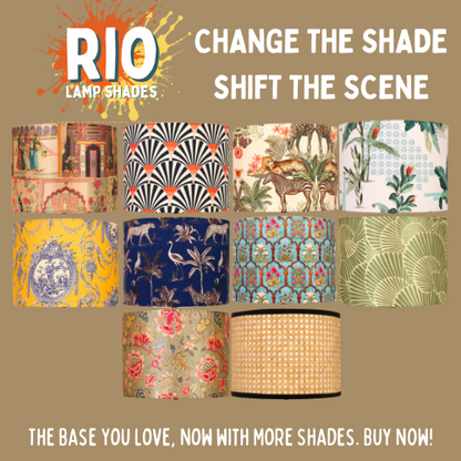 Mango Wood Table Lamp, Lily Leaves Mango Silk Shade - RIO Collection