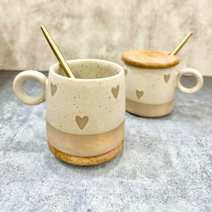 Ceramic Mug, Coasters & Spoon Set