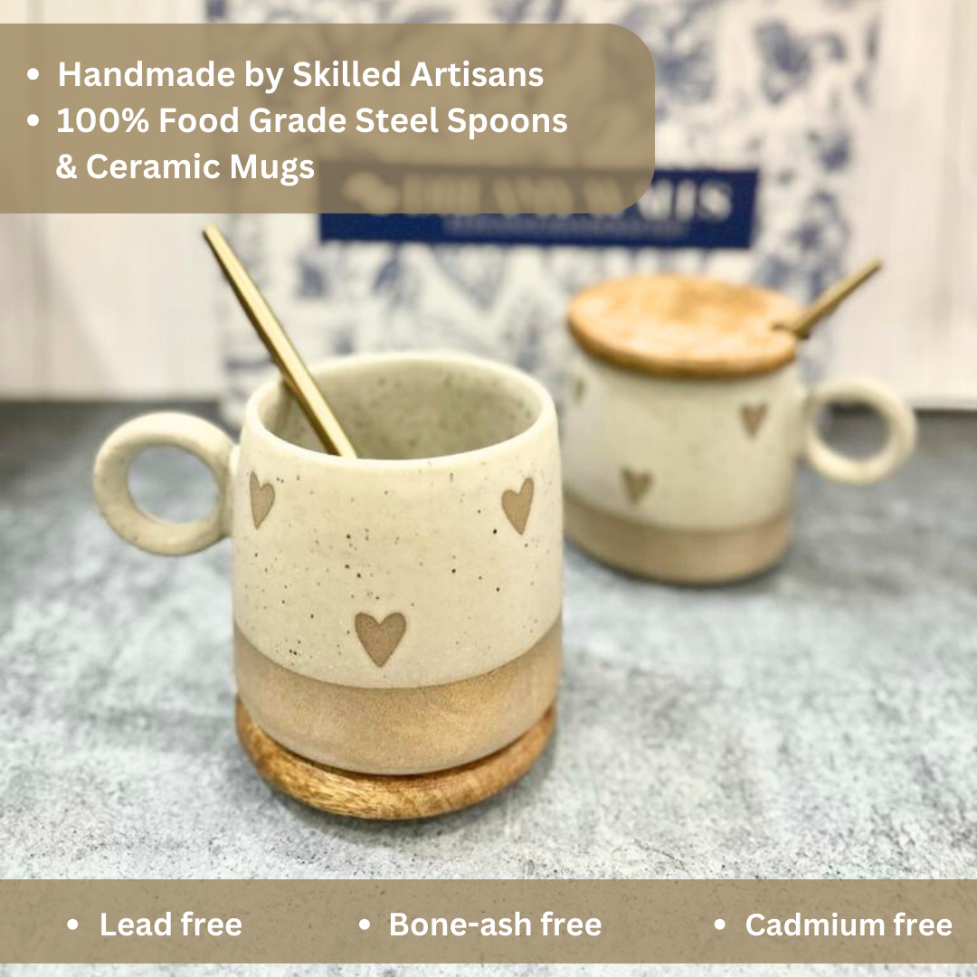 Ceramic Mug, Coasters & Spoon Set