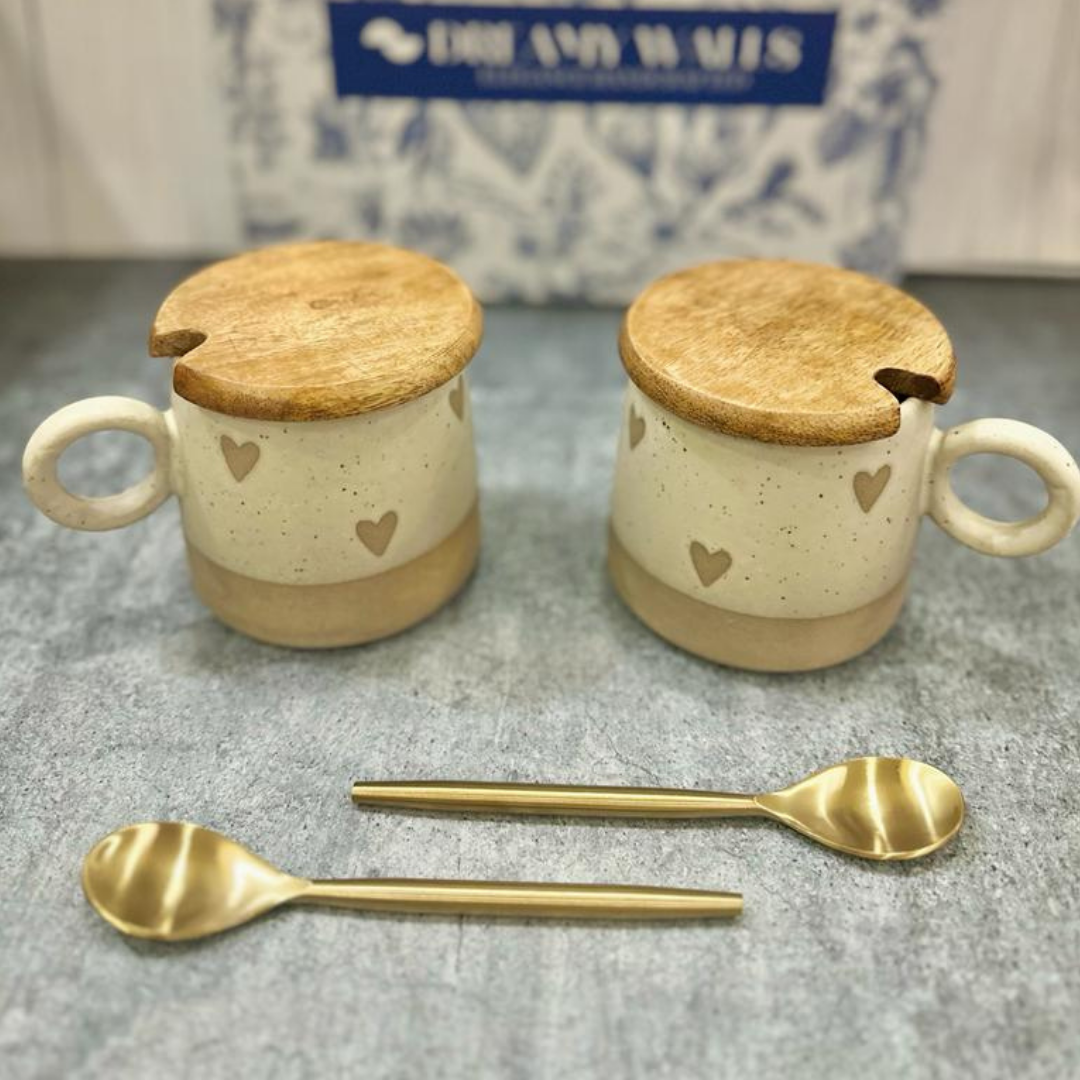 Ceramic Mug, Coasters & Spoon Set