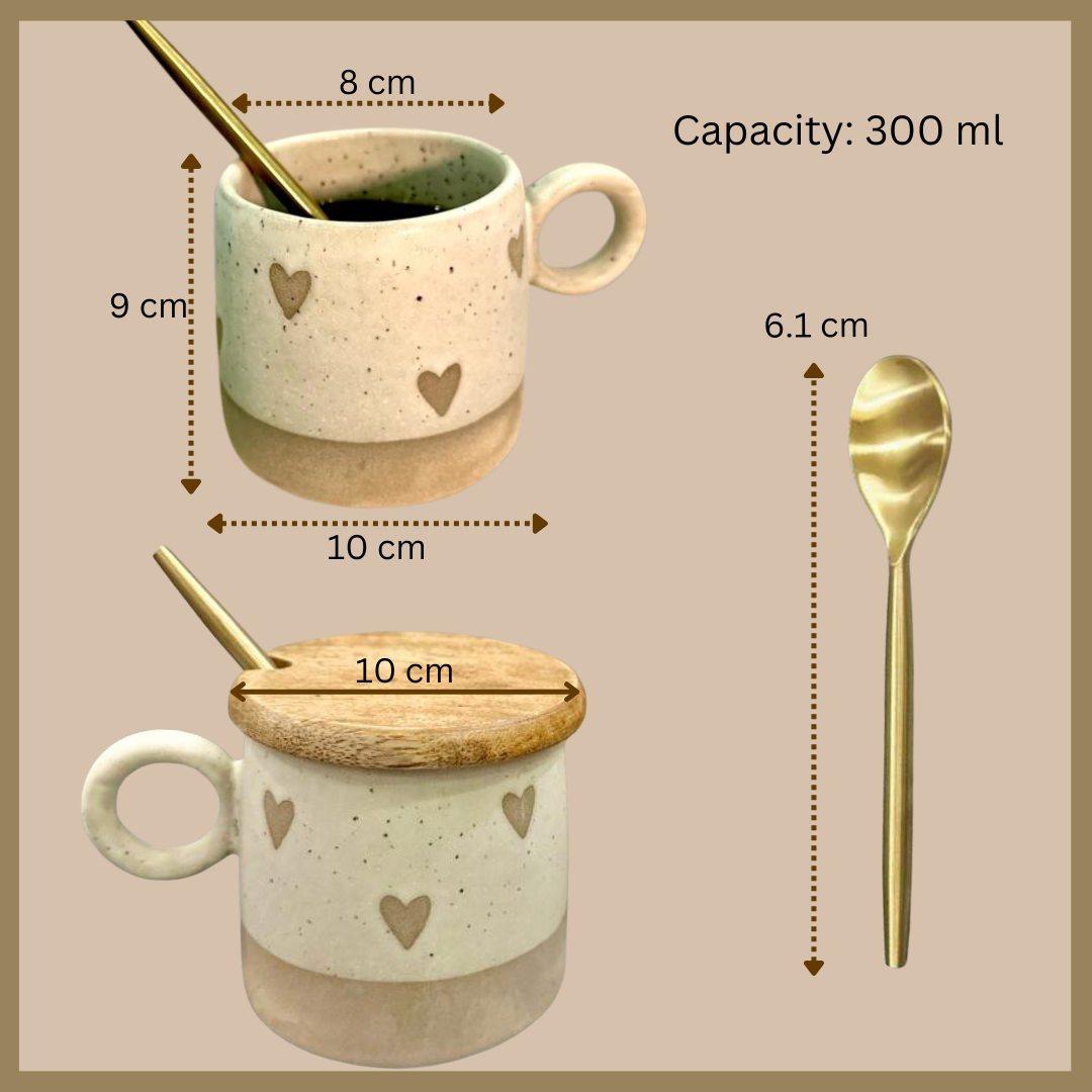 Ceramic Mug, Coasters & Spoon Set