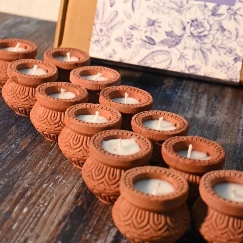 Terracotta Candle Pots Set of 12