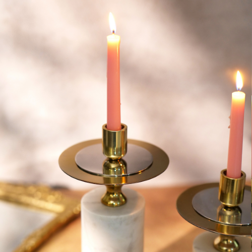 White Marble Candle Stand, Set of 2