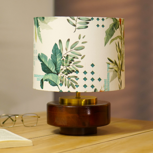 Mango Wood Table Lamps shade, Green Tropical Mango Silk Shade - RIO Collection