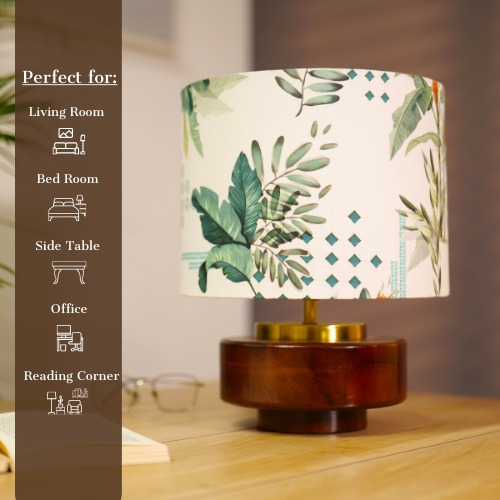 Mango Wood Table Lamps shade, Green Tropical Mango Silk Shade - RIO Collection