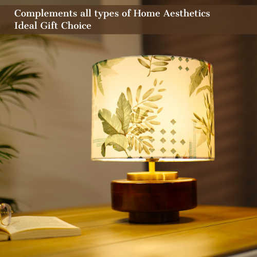 Mango Wood Table Lamps shade, Green Tropical Mango Silk Shade - RIO Collection