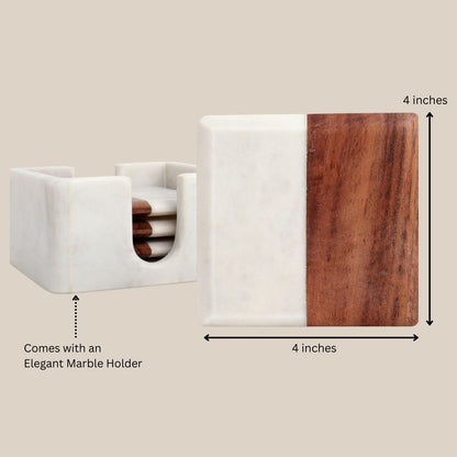 Marble-Acacia Wood Square Coasters