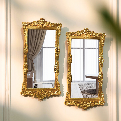 Wall Décor Gold Mirror, Set of 2