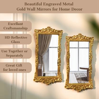 Wall Décor Gold Mirror, Set of 2