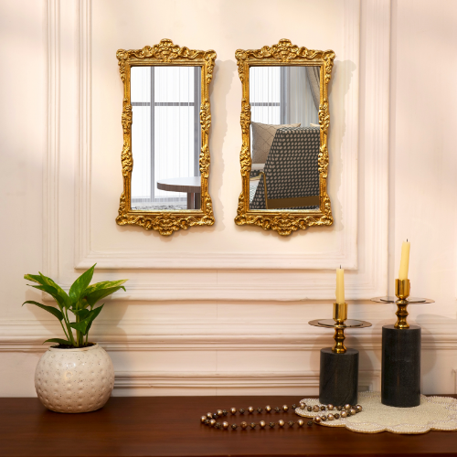 Wall Décor Gold Mirror, Set of 2