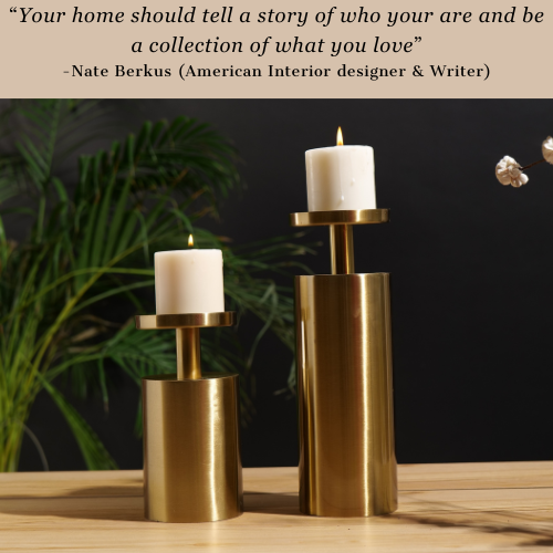 Gold Pillar Candle Stands, Set of 2