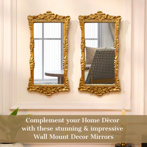 Wall Décor Gold Mirror, Set of 2