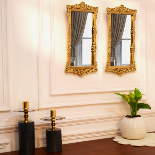 Wall Décor Gold Mirror, Set of 2