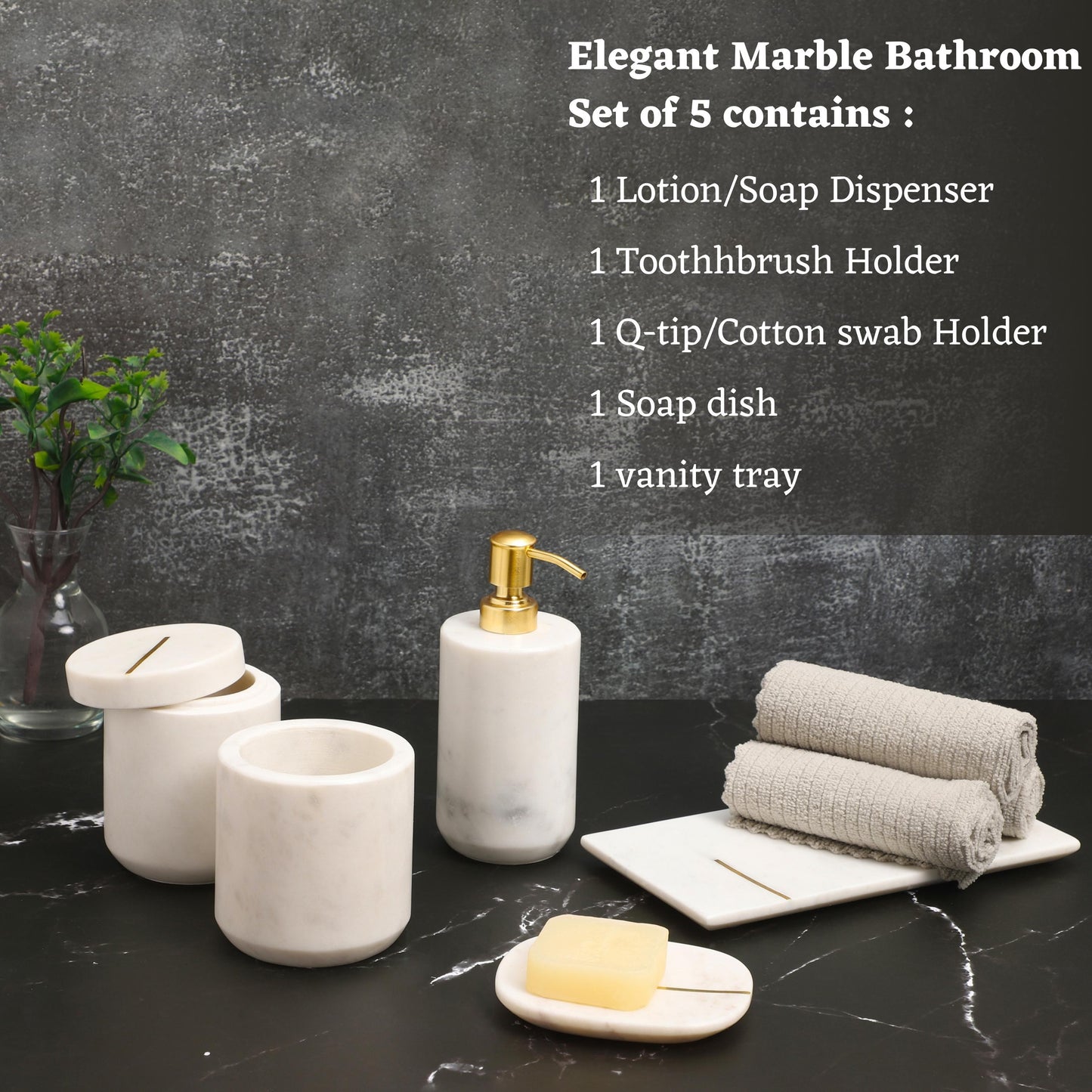 Marble Bathroom Accessories Set