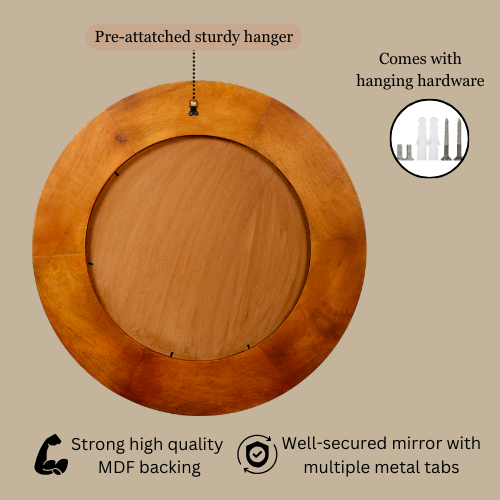 Wooden 3-Layered Round Mirror