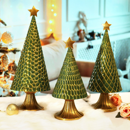 Metal Christmas Tree Decor, Set of 3