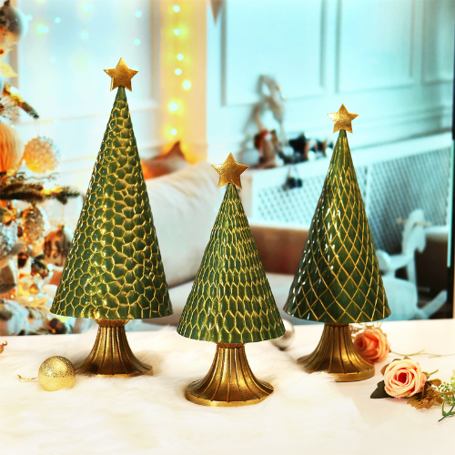 Metal Christmas Tree Decor, Set of 3