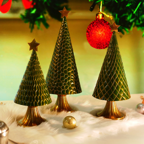 Metal Christmas Tree Decor, Set of 3