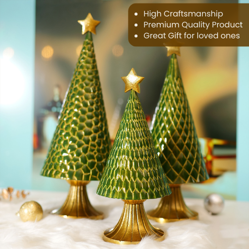 Metal Christmas Tree Decor, Set of 3