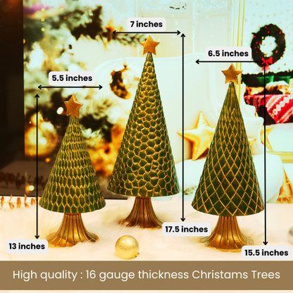 Metal Christmas Tree Decor, Set of 3