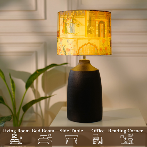 Promotional image for Rio Lamp Shades featuring various colorful and artistic lamp shade designs.