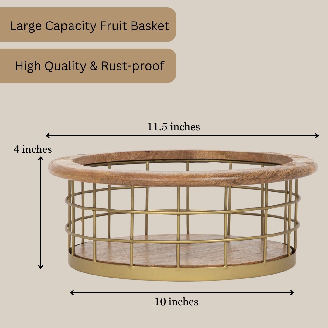 Storage Basket with Wooden Rim