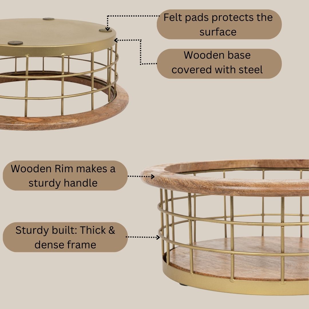 Storage Basket with Wooden Rim