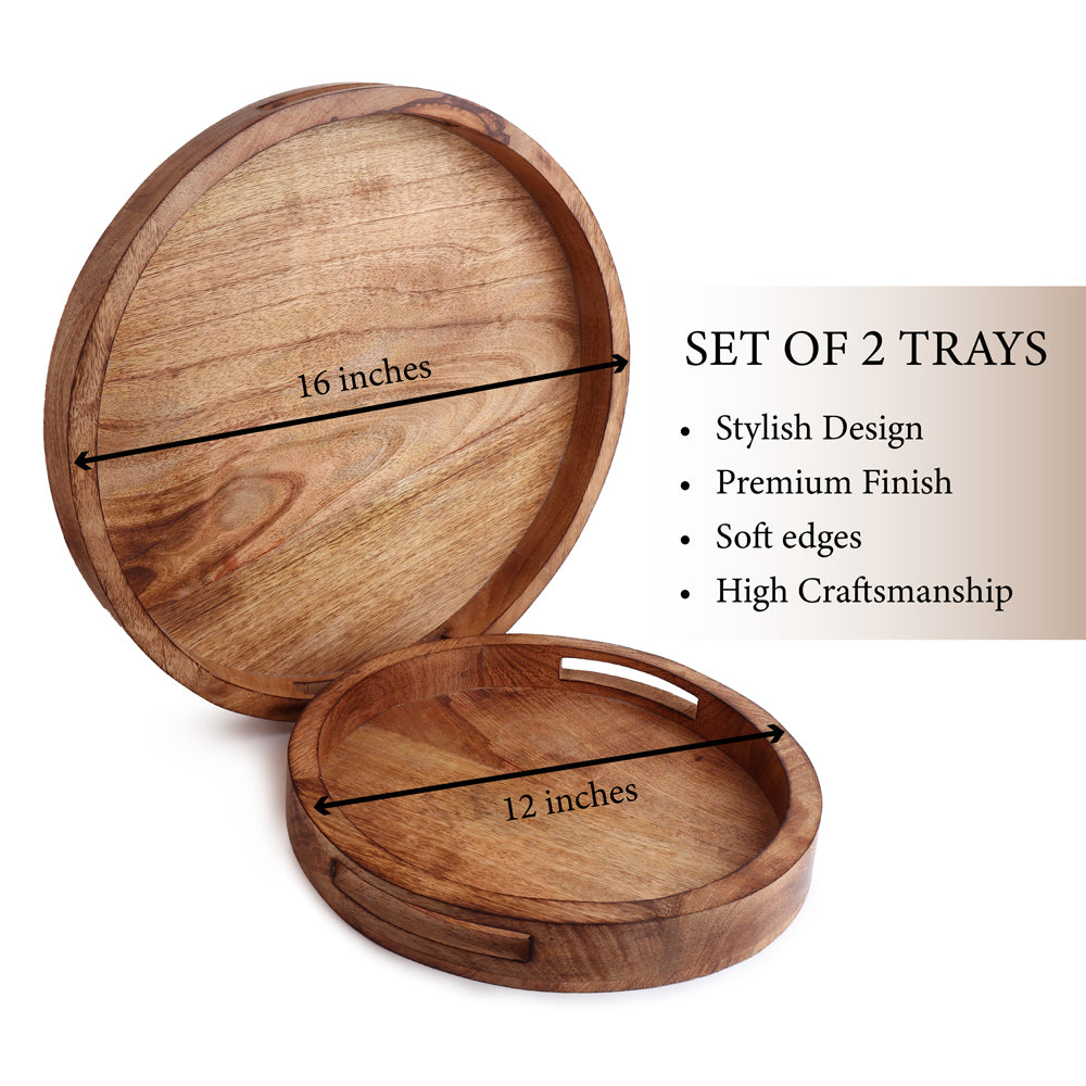 Wooden Round Trays - Set of 2