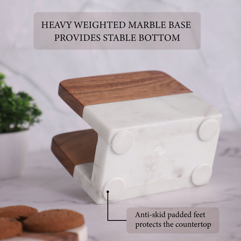 Marble & Acacia Wood Napkin Holder