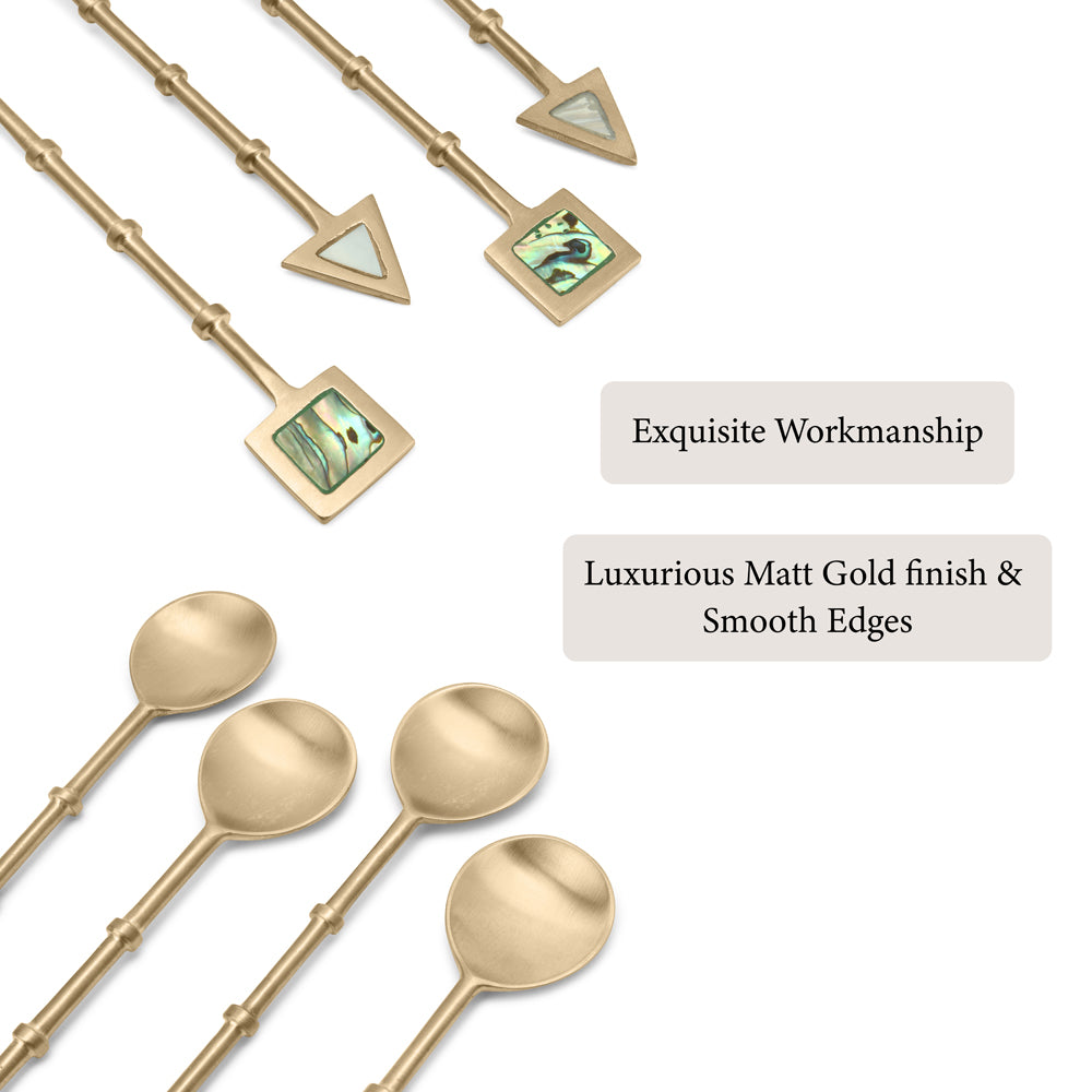 Brass Dessert Spoons with Mother-of-Pearl Ends