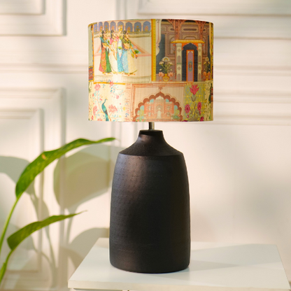 Promotional image for Rio Lamp Shades featuring various colorful and artistic lamp shade designs