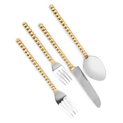 Brass Cutlery Set with Swirl Handles