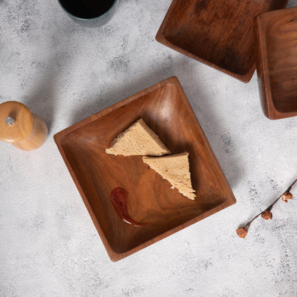 Square Wooden Bowls Set of 3