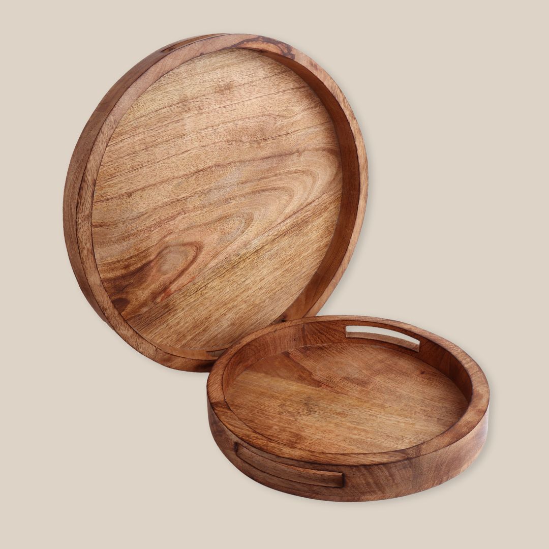 Wooden Round Trays - Set of 2