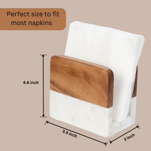 Marble & Acacia Wood Napkin Holder